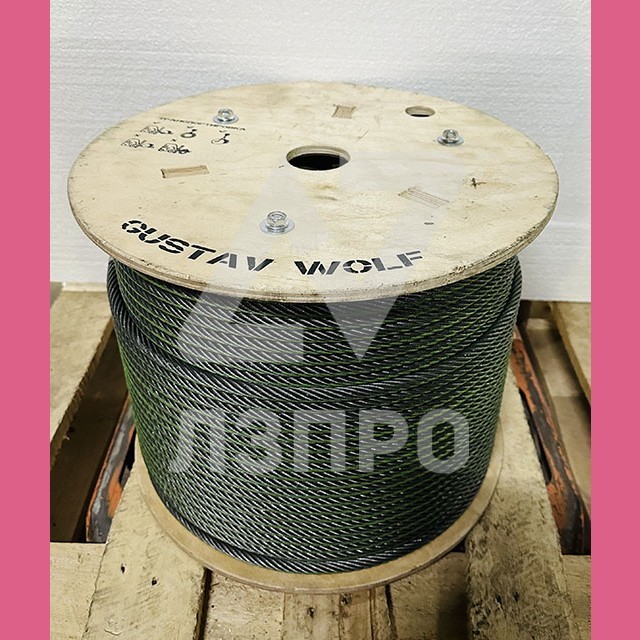Канат стальной лифтовый 8,0мм PAWO F7S 8x19W-IWRC 44,6кН Gustav Wolf