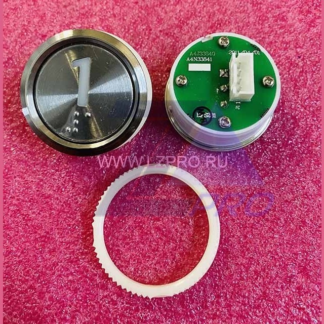 Кнопка "1" (с шрифтом Брайля, белая круговая подсветка, тип BAS231) A4N33841 Otis