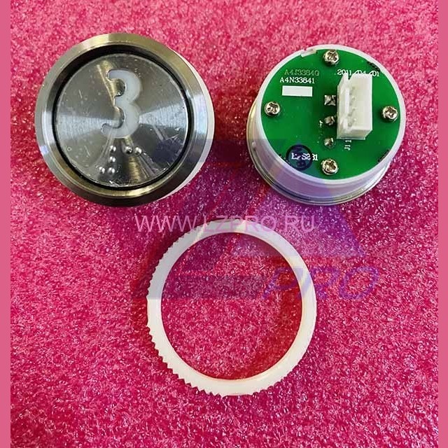 Кнопка "3" (с шрифтом Брайля, белая круговая подсветка, тип BAS231) A4N33841 Otis