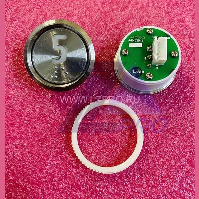 Кнопка "5" (с шрифтом Брайля, белая круговая подсветка, тип BAS231) A4N33841 Otis