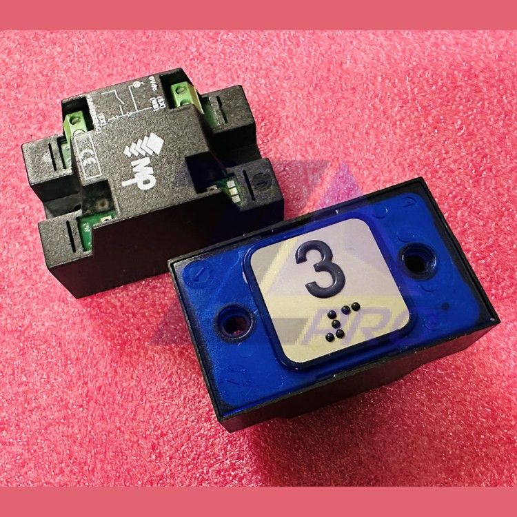 Кнопка приказной панели с шрифтом Брайля голубая подсветка 3 COMPAC 24V R2172PTBCAY03 MacPuarsa