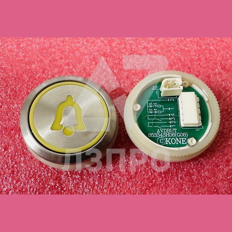 Кнопка приказа "колокольчик" круглая, AVDBUT, красная подсветка, KM863343H06(G08) Kone