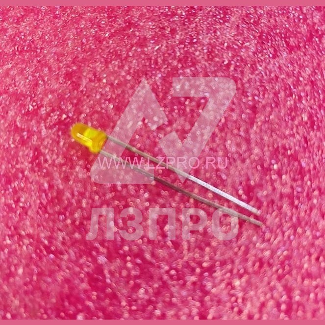 Светодиод желтый 50° d=3мм 5мКд 700нМ