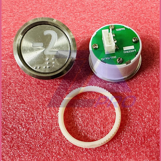 Кнопка "-2" (с шрифтом Брайля, белая круговая подсветка, тип BAS231) A4N33841 Otis