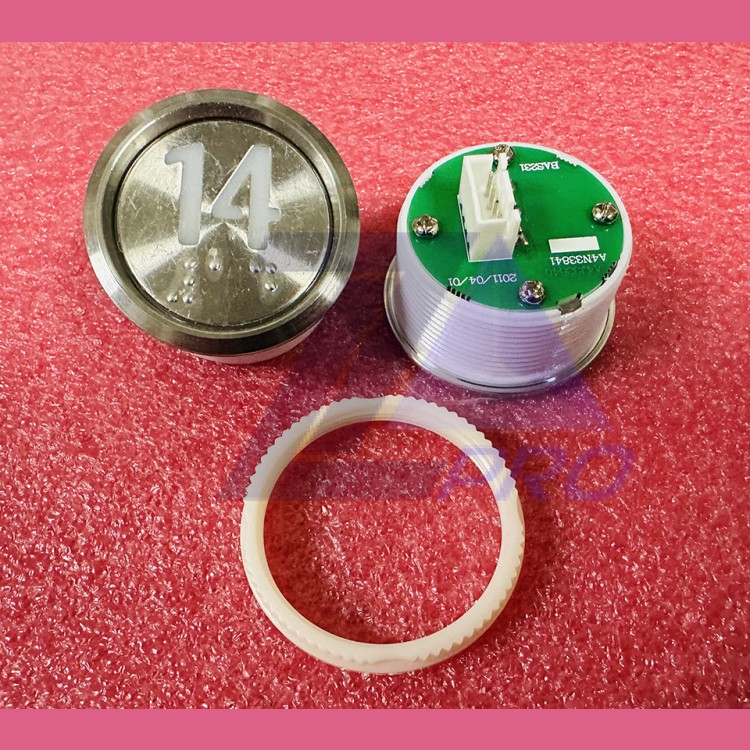 Кнопка "14" (с шрифтом Брайля, белая круговая подсветка, тип BAS231) A4N33841 Otis