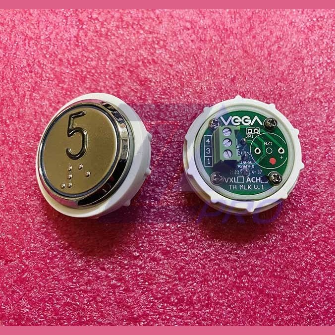 Кнопочный модуль 5 с кодом Брайля, красная подсветка, MLSU, Achille light VEGA