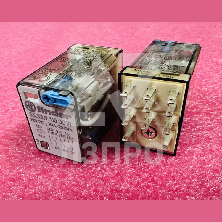 Реле промежуточное 110V DC 3CO-3PDT 10A-250V 55.33.9.110.0010 Finder