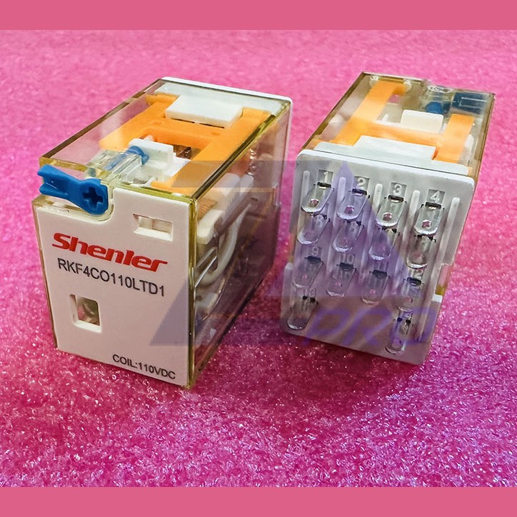 Реле промежуточное 4CO, 6A(250VAC/30VDC), 110VDC, мех. индикация, тест-кнопка с блокировкой, LED RKF4CO110LTD1 Shenler